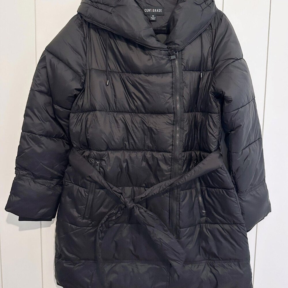 Centigrade Women Jacket Puffer with Belt Black - Picture 2 of 4